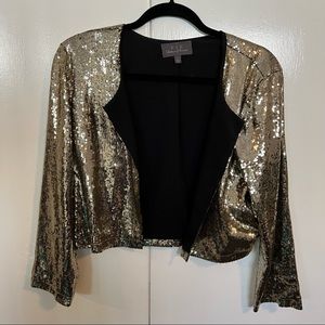 Brand: PJK  style : Sequin jacket color: Gold /black Size : Large